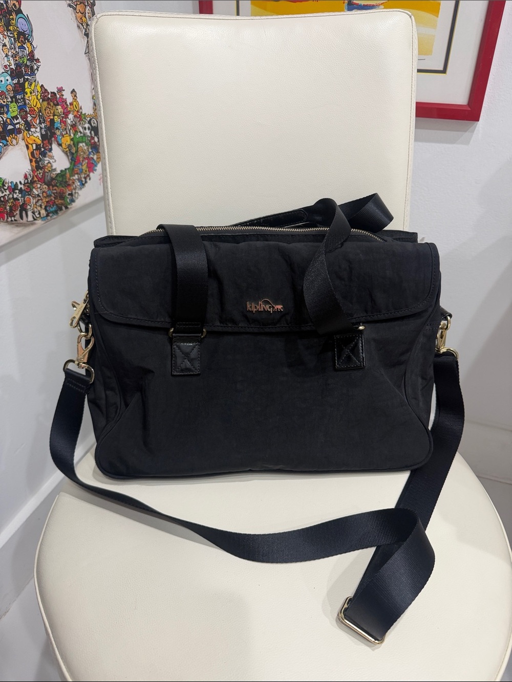 Kipling Black & Gold Hardware Laptop/Crossbody/Briefcase Bag